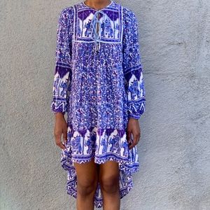 RAGA High Low Elephant Print Dress